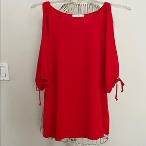 Le Lis Red Cold Shoulder Blouse